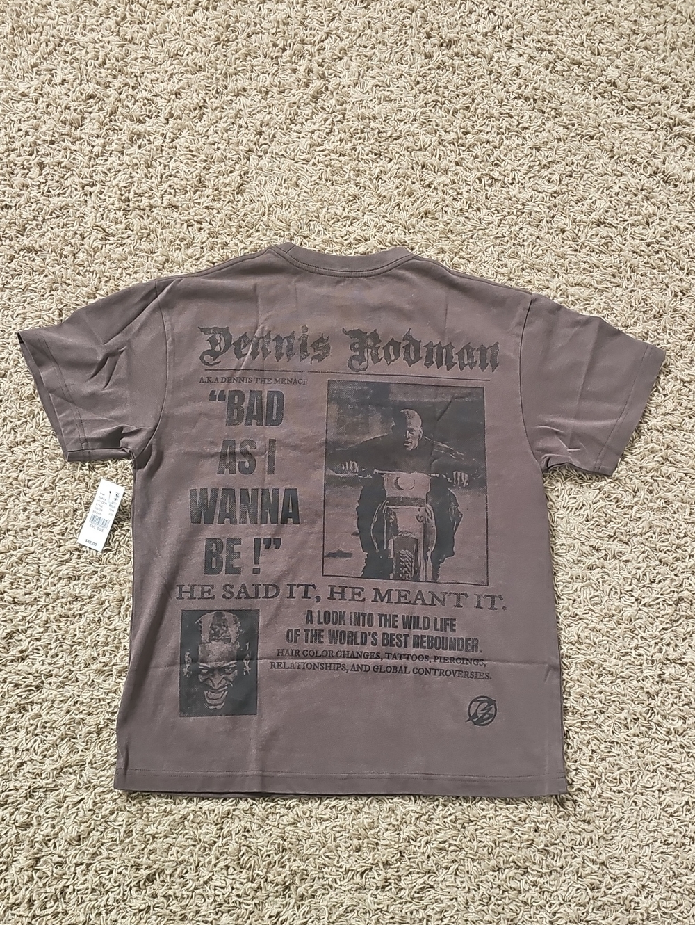 NWT Rodman Brand PacSun Dennis Headliner Graphic Tshirt Small Tee 100% Cotton - Picture 3 of 6
